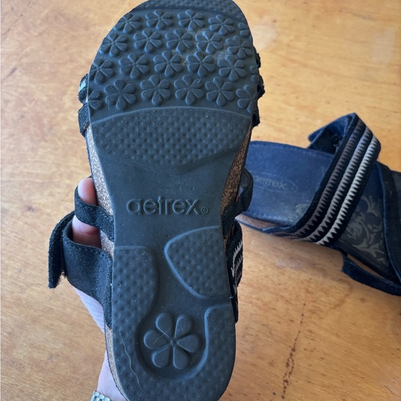 Aetrex 8.5 black Paris Slide Leather Sandal - Picture 3 of 10